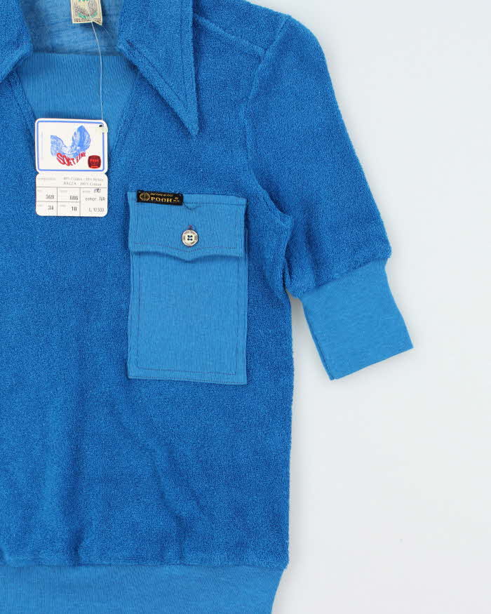 DSWT 1970s Pooh Jeans Soft Line Towelling Polo Shirt - XS