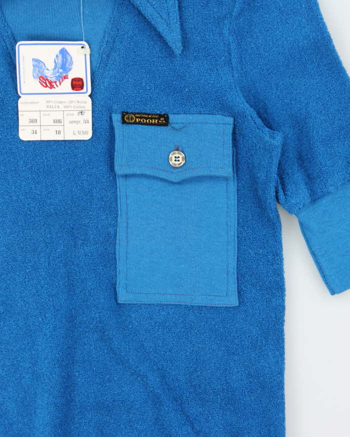 DSWT 1970s Pooh Jeans Soft Line Towelling Polo Shirt - XS