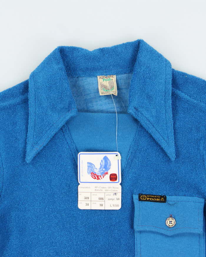 DSWT 1970s Pooh Jeans Soft Line Towelling Polo Shirt - XS