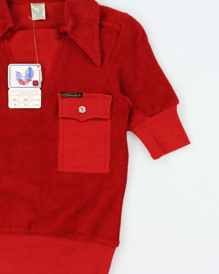 DSWT 1970s Pooh Jeans Soft Line Towelling Polo Shirt - S