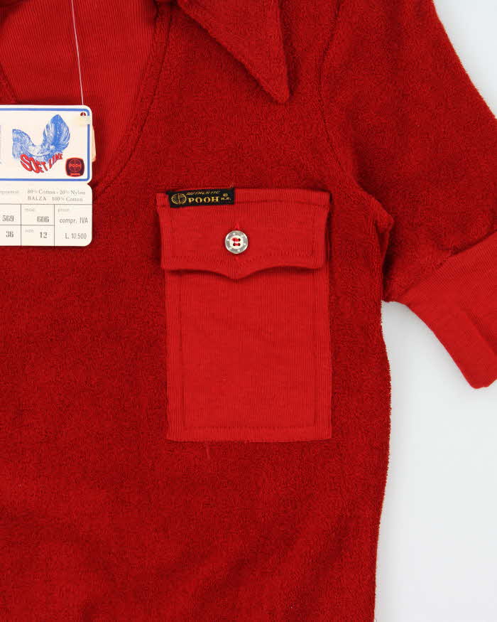 DSWT 1970s Pooh Jeans Soft Line Towelling Polo Shirt - S