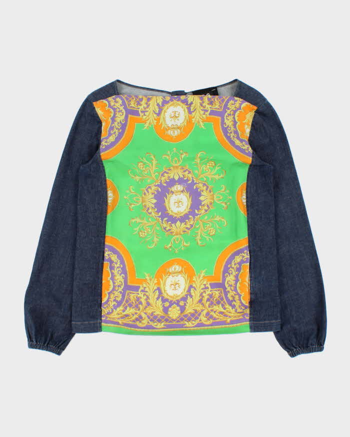 Vintage Y2K 00s D&amp;G Women's Baroque Long Sleeve Denim Blouse - M