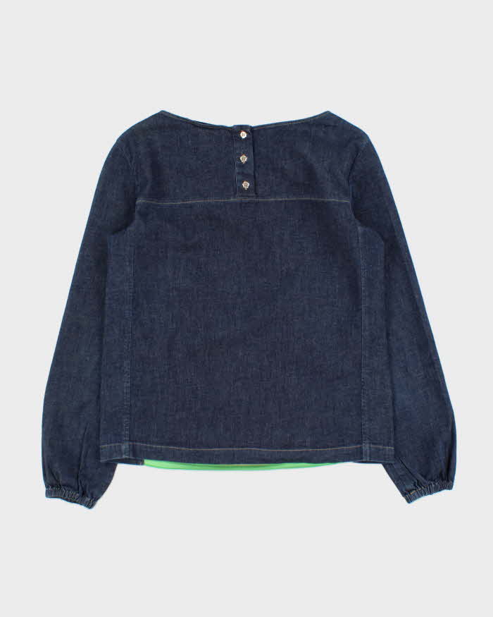 Vintage Y2K 00s D&amp;G Women's Baroque Long Sleeve Denim Blouse - M