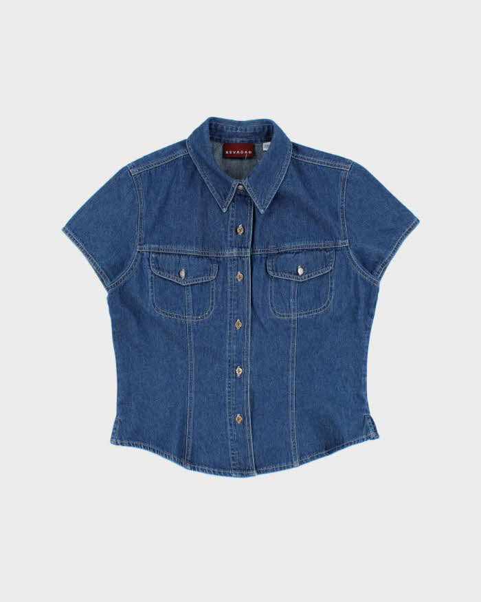 Vintage 2000s Nevada Denim Short Sleeve Blouse - M