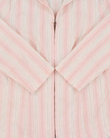 Vintage 1990s Wanko Stripe Zip-up 3/4 Length Sleeve Blouse - S