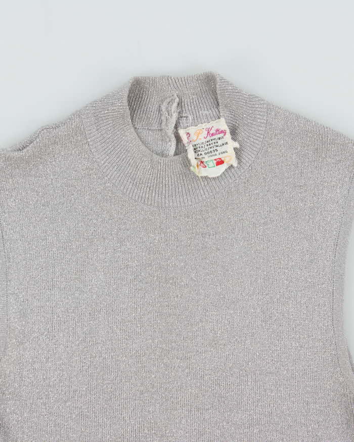 Vintage 1980s R.P. Knitting Sparkly High Neck Top - S