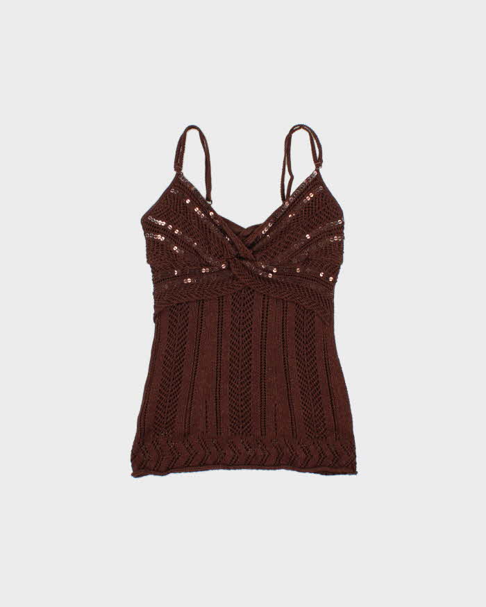 Vintage Y2k 2000s Le Chateau Sequin Knit Cami Top - S