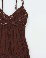 Vintage Y2k 2000s Le Chateau Sequin Knit Cami Top - S