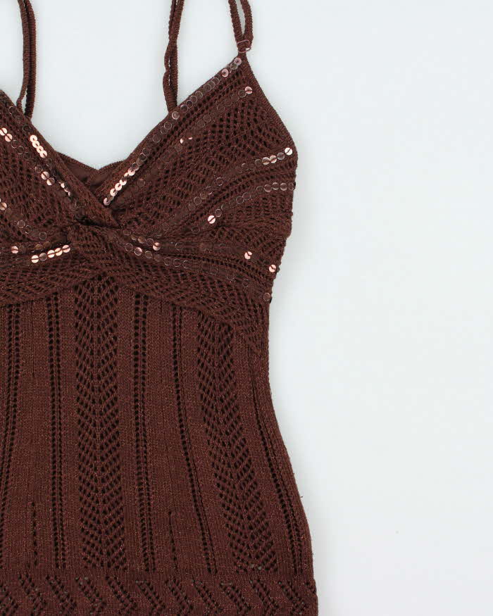 Vintage Y2k 2000s Le Chateau Sequin Knit Cami Top - S
