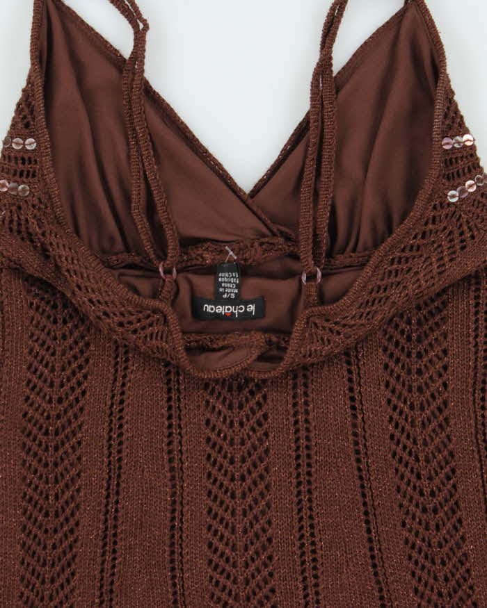 Vintage Y2k 2000s Le Chateau Sequin Knit Cami Top - S