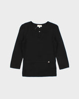Vintage 1990s Laura Key Hole Detail 3/4 Length Sleeves Knit Top - S