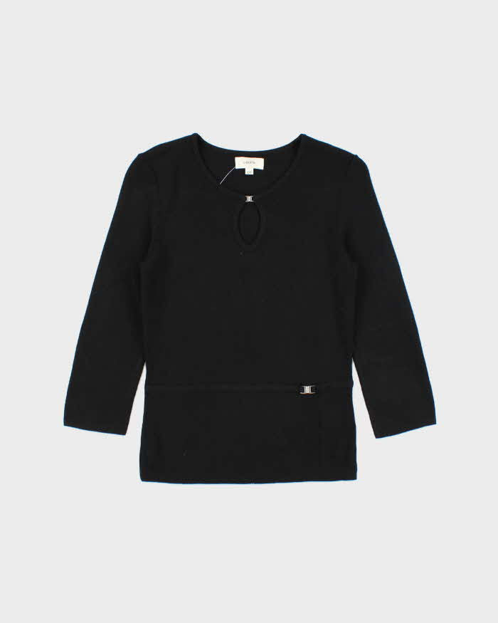 Vintage 1990s Laura Key Hole Detail 3/4 Length Sleeves Knit Top - S