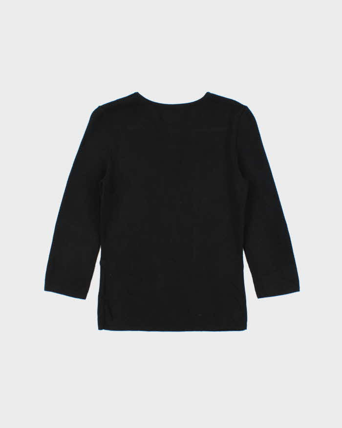 Vintage 1990s Laura Key Hole Detail 3/4 Length Sleeves Knit Top - S