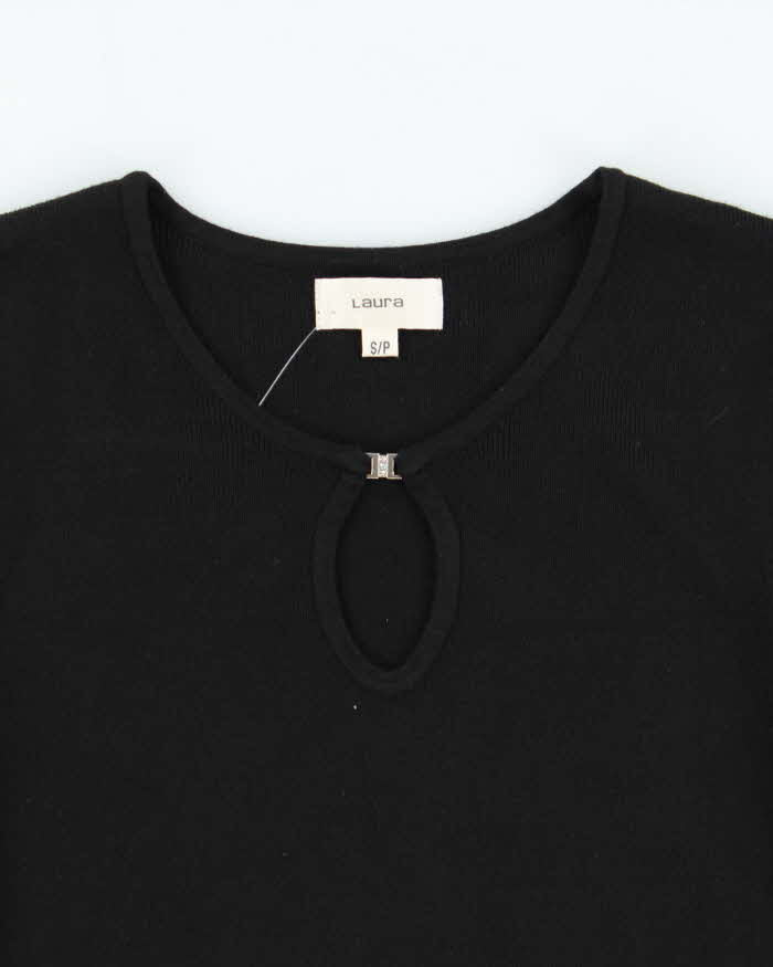 Vintage 1990s Laura Key Hole Detail 3/4 Length Sleeves Knit Top - S