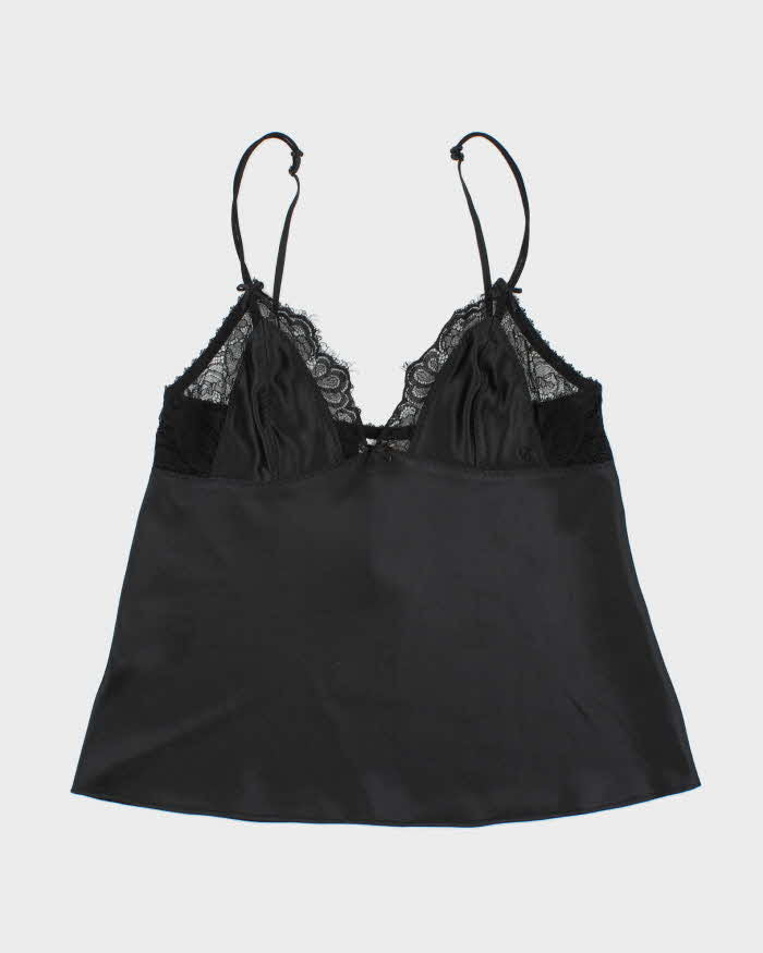 Vintage 1990s Silk &amp; Satin Lace Detail Cami - S
