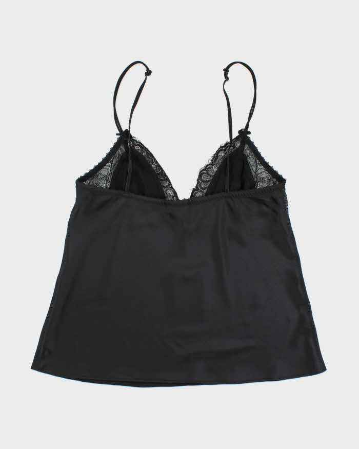 Vintage 1990s Silk &amp; Satin Lace Detail Cami - S