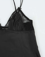 Vintage 1990s Silk &amp; Satin Lace Detail Cami - S