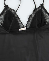 Vintage 1990s Silk &amp; Satin Lace Detail Cami - S
