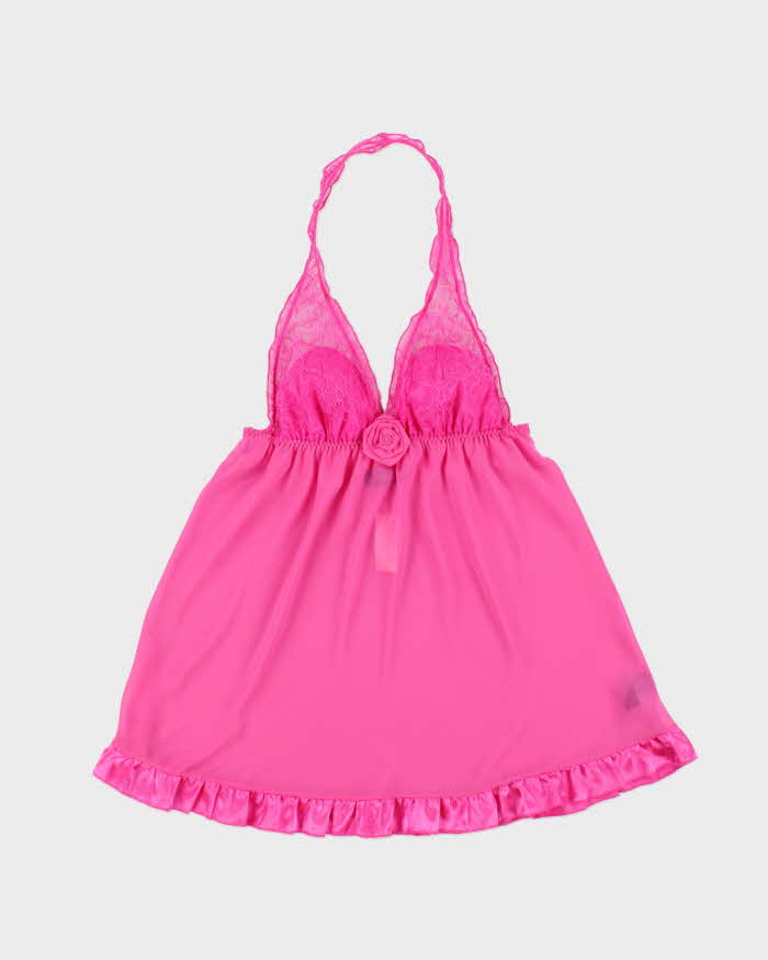 DSWT Y2k 2000s La Senza Mesh Ruffle Halter Neck Top - M