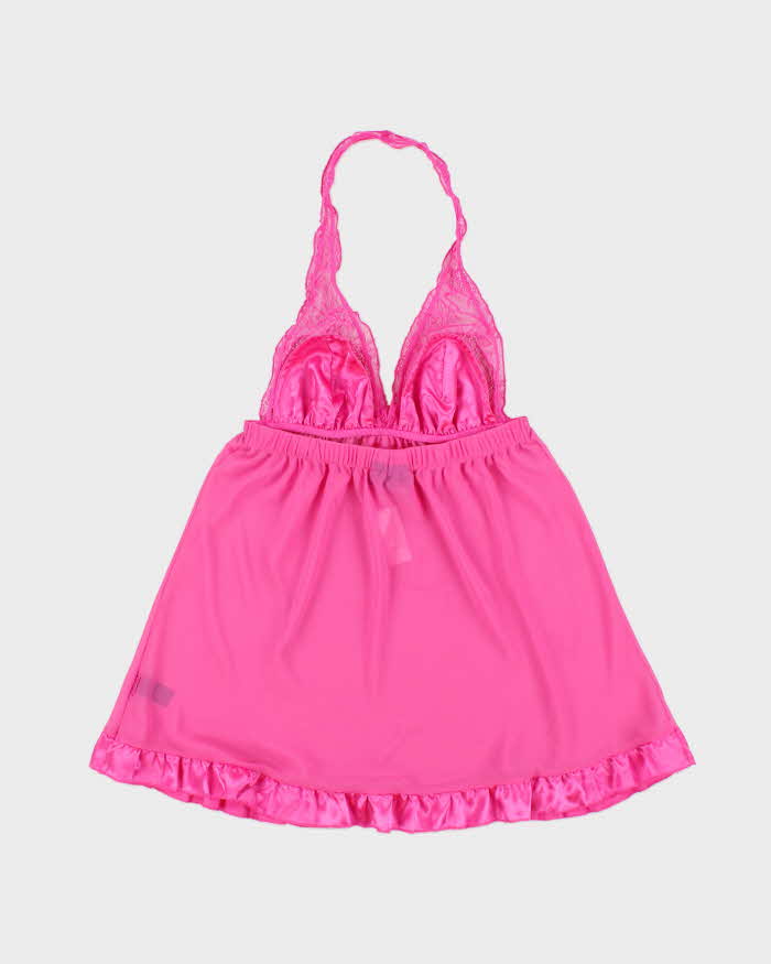 DSWT Y2k 2000s La Senza Mesh Ruffle Halter Neck Top - M