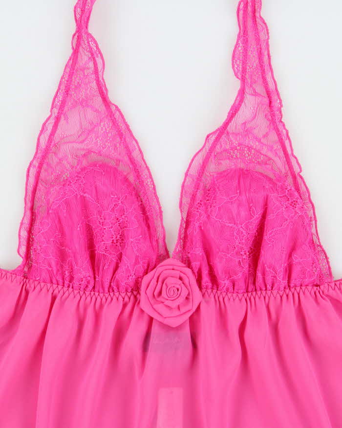 DSWT Y2k 2000s La Senza Mesh Ruffle Halter Neck Top - M