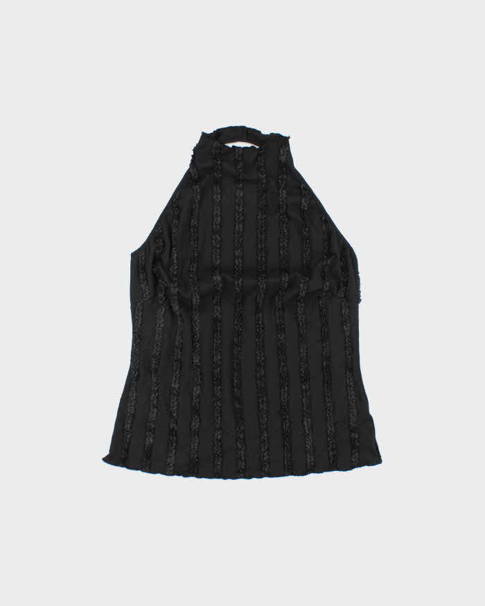 Vintage 2000s MXM Ruffle Detail Low Back Halter Neck Top - M