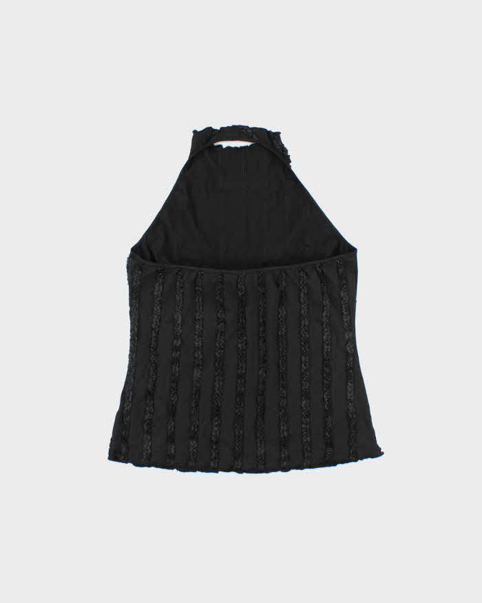Vintage 2000s MXM Ruffle Detail Low Back Halter Neck Top - M