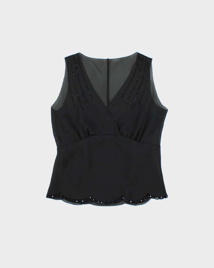 Vintage 1990s Bianca Nygard Sheer Beaded Top - M