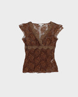 Vintage 1990s Moa Moa Lace Faux Wrap Top - M