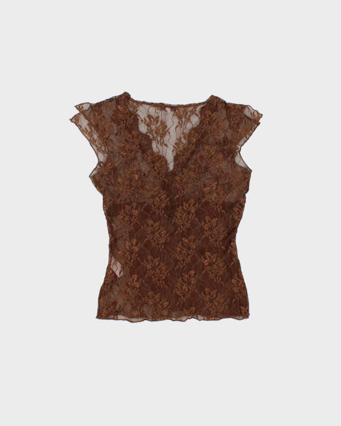 Vintage 1990s Moa Moa Lace Faux Wrap Top - M