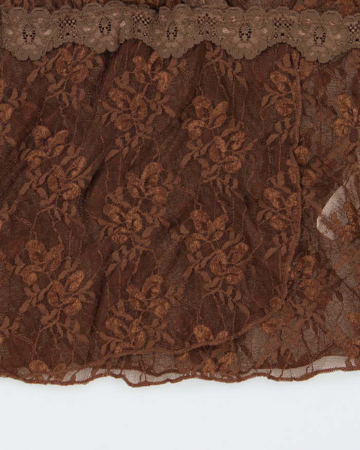 Vintage 1990s Moa Moa Lace Faux Wrap Top - M