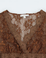 Vintage 1990s Moa Moa Lace Faux Wrap Top - M