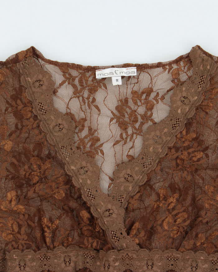 Vintage 1990s Moa Moa Lace Faux Wrap Top - M