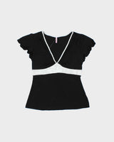 Vintage Y2k 2000s Tempted Low V Cap Sleeve Top - M