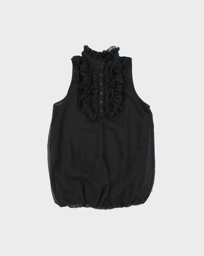 Vintage Y2k 2000s Lady Dutch Sheer Frilly Bubble Blouse - M