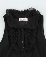 Vintage Y2k 2000s Lady Dutch Sheer Frilly Bubble Blouse - M