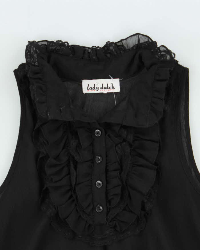 Vintage Y2k 2000s Lady Dutch Sheer Frilly Bubble Blouse - M