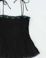 Vintage Y2k 2000s Dolled Up Plisses Sequin Cami - M