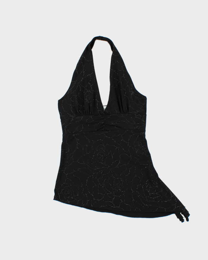Vintage Y2k 2000s Suzy Glittery Asymmetric Hem Halter Neck Top - S
