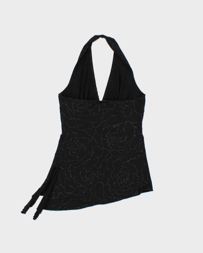 Vintage Y2k 2000s Suzy Glittery Asymmetric Hem Halter Neck Top - S