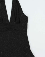 Vintage Y2k 2000s Suzy Glittery Asymmetric Hem Halter Neck Top - S