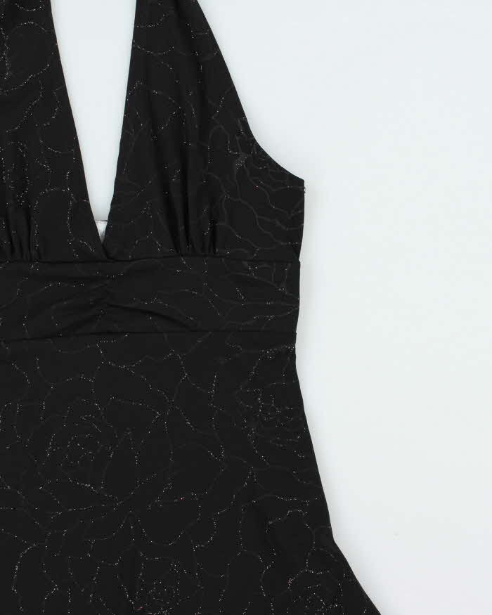 Vintage Y2k 2000s Suzy Glittery Asymmetric Hem Halter Neck Top - S