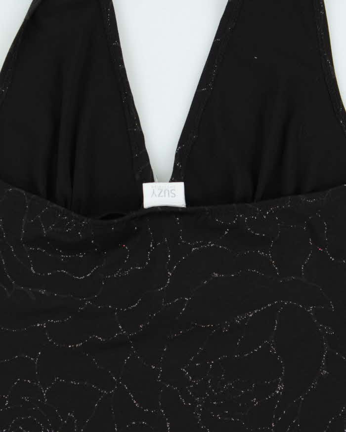 Vintage Y2k 2000s Suzy Glittery Asymmetric Hem Halter Neck Top - S