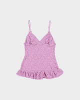 Vintage Y2k 2000s La Vie En Rose Lace Ruffle Hem Cami - S