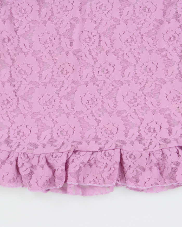 Vintage Y2k 2000s La Vie En Rose Lace Ruffle Hem Cami - S