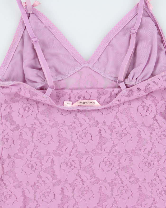 Vintage Y2k 2000s La Vie En Rose Lace Ruffle Hem Cami - S