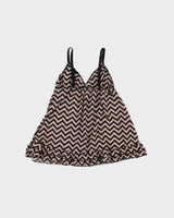 Vintage Y2k 2000s Lver Zigzag Print Mesh Cami Top - S
