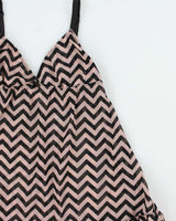 Vintage Y2k 2000s Lver Zigzag Print Mesh Cami Top - S