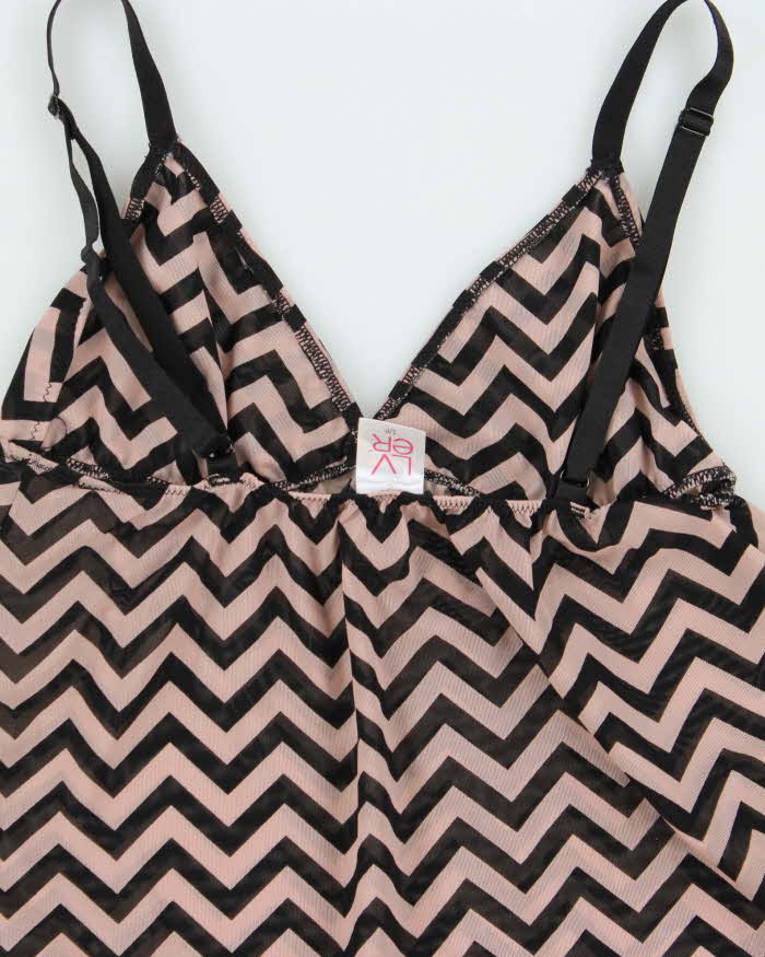 Vintage Y2k 2000s Lver Zigzag Print Mesh Cami Top - S