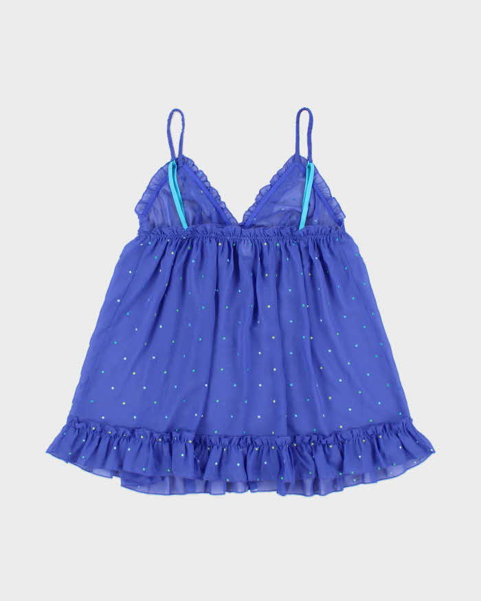 Vintage Y2k 2000s Victoria's Secret Mesh Embroidered Polka Dot Cami Top - L